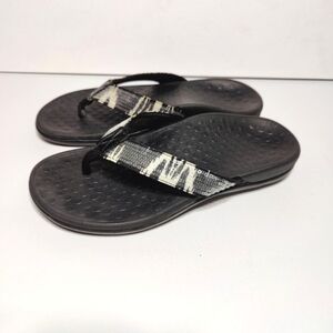 VIONIC Women's Tide  White/Black Sequins Orthotic Flip Flop Sandals Size 6
